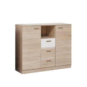 Elmira Wooden Sideboard With 3 Drawers 2 Doors In Sonoma Oak
