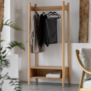 Hervey Wooden Coat Rack With 1 Shelf In Natural