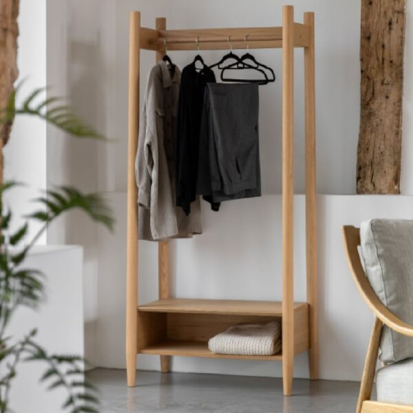 Hervey Wooden Coat Rack With 1 Shelf In Natural