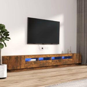 Krakow Large Wooden TV Stand In Smoked Oak With LED