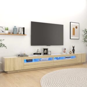 Krakow Large Wooden TV Stand In Sonoma Oak With LED
