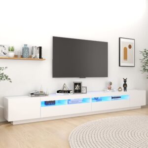 Krakow Large Wooden TV Stand In White With LED