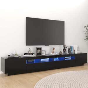 Krakow Small Wooden TV Stand In Black With LED