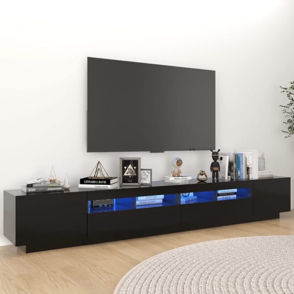 Krakow Small Wooden TV Stand In Black With LED