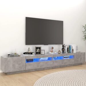 Krakow Small Wooden TV Stand In Concrete Grey With LED