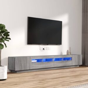Krakow Small Wooden TV Stand In Grey Sonoma With LED