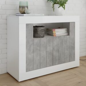 Nitro White High Gloss Sideboard With 2 Doors In Cement