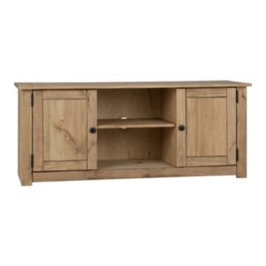 Pavia Wooden TV Stand With 2 Doors In Natural Wax