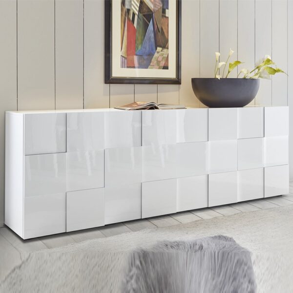 Aleta High Gloss Sideboard With 4 Doors In White