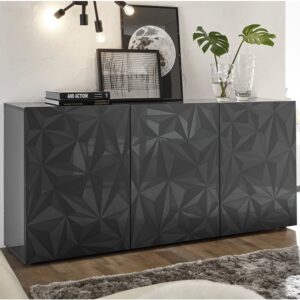 Arlon High Gloss Sideboard With 3 Doors In Grey