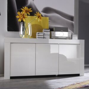 Benetti High Gloss Sideboard With 3 Doors In White