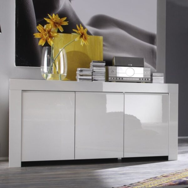Benetti High Gloss Sideboard With 3 Doors In White