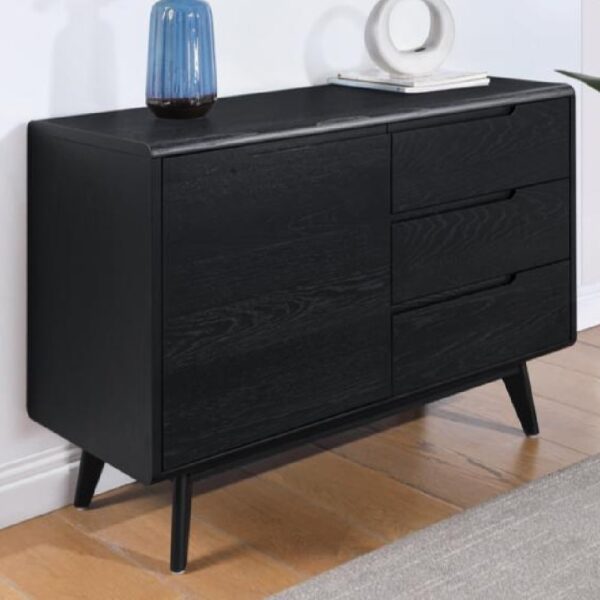 Cairo Wooden Sideboard With 1 Door 3 Drawers In Black