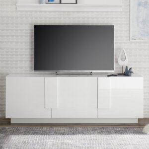 Jining High Gloss TV Stand With 3 Doors In White