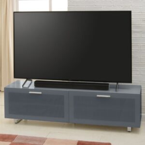 Sofia Large High Gloss TV Stand With Glass Top In Grey