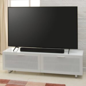 Sofia Large High Gloss TV Stand With Glass Top In White