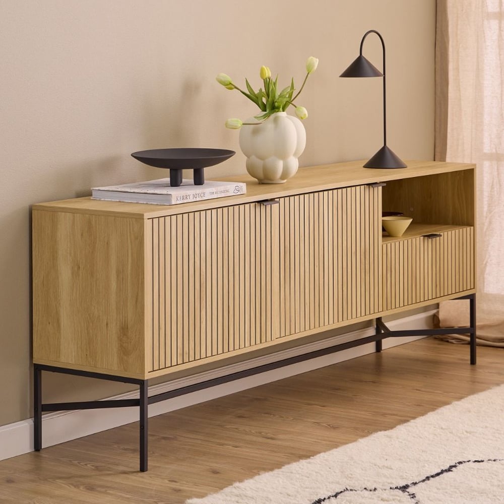 Jasper Wooden Sideboard With 2 Doors 1 Drawer In Wild Oak
