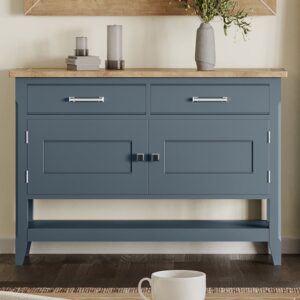 Sanford Wooden Sideboard With 2 Doors 2 Drawers In Blue And Oak