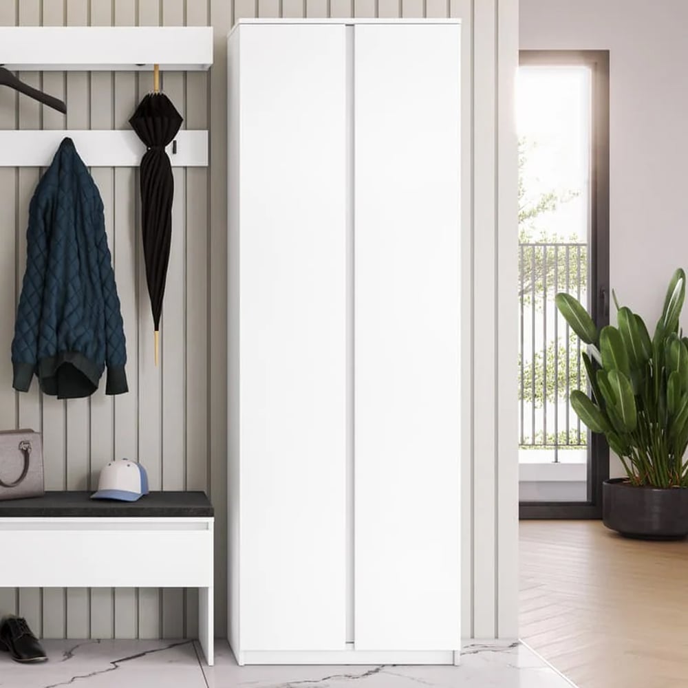 Silvis Tall Wooden Hallway Storage Cabinet With 2 Doors In White