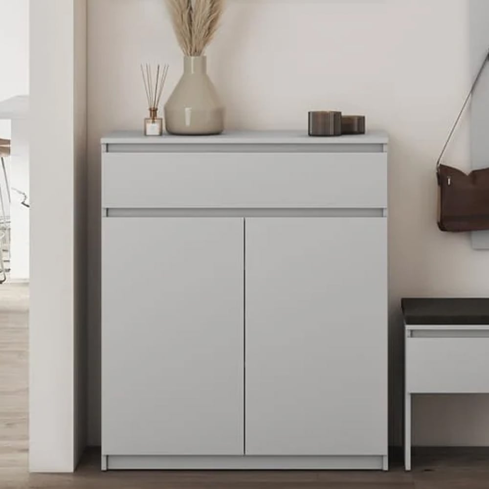 Silvis Wide Wooden Hallway Storage Cabinet With 2 Doors In Grey