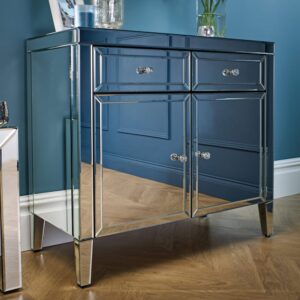 Valence Mirrored Sideboard With 2 Doors 2 Drawers In Silver