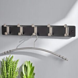 Fillmore Metal Wall Hung Coat Rack With 5 Hook In Black