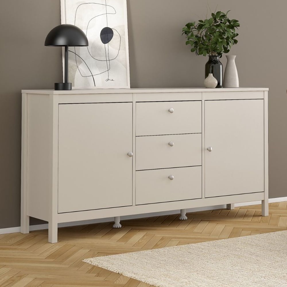 Macron Wooden Sideboard With 2 Doors 3 Drawers In Cashmere