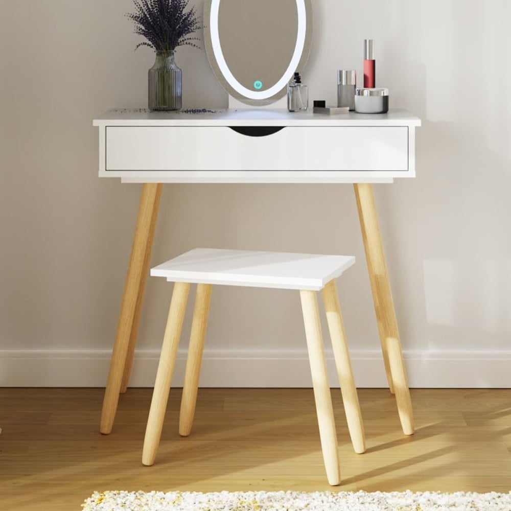Schofield Wooden Dressing Table Set In White