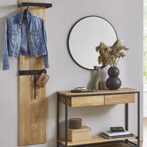 Apopka Tall Wooden Coat Rack In Oak And Black