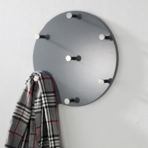 Berwyn Wooden Round Coat Rack Panel In Grey And Chrome