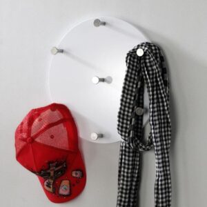 Berwyn Wooden Round Coat Rack Panel In White And Chrome