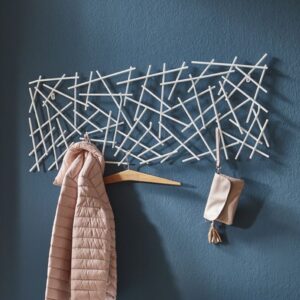 Corsicana Large Metal Wall Hung Coat Rack In White