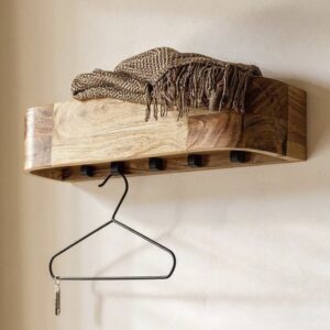 Ozark Wooden Coat Rack With 5 Hook In Oak And Black