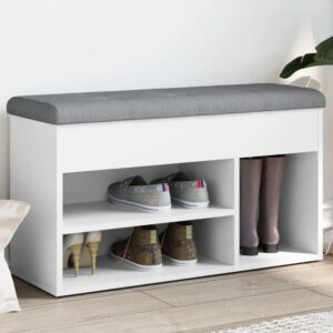 Arrington Wooden Shoe Seating Bench With Fabric Seat In White