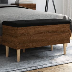Barberton 82cm Wooden Hallway Storage Bench In Brown Oak