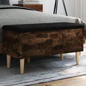Barberton 82cm Wooden Hallway Storage Bench In Smoked Oak