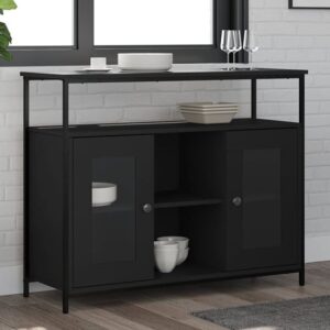 Ambon Wooden Sideboard With 2 Doors 1 Shelf In Black
