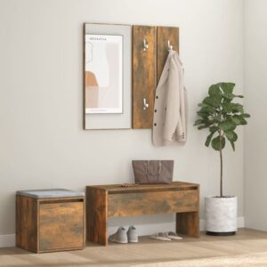 Bevis Wooden Hallway Furniture Set In Smoked Oak
