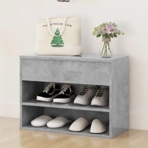 Caelius Wooden Shoe Storage Bench In Concrete Effect