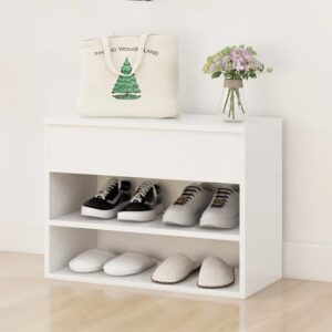 Caelius Wooden Shoe Storage Bench In White