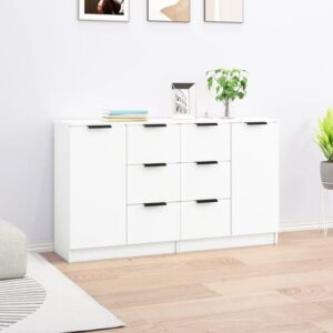 Calix Wooden Sideboard With 2 Doors 6 Drawers In White