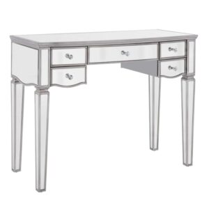 Elyssa Glass Dressing Table With 5 Drawers In Silver