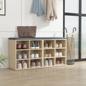 Fleta Shoe Storage Bench With 12 Shelves In Sonoma Oak