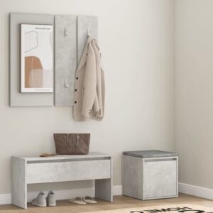 Gaius Wooden Hallway Furniture Set In Concrete Effect
