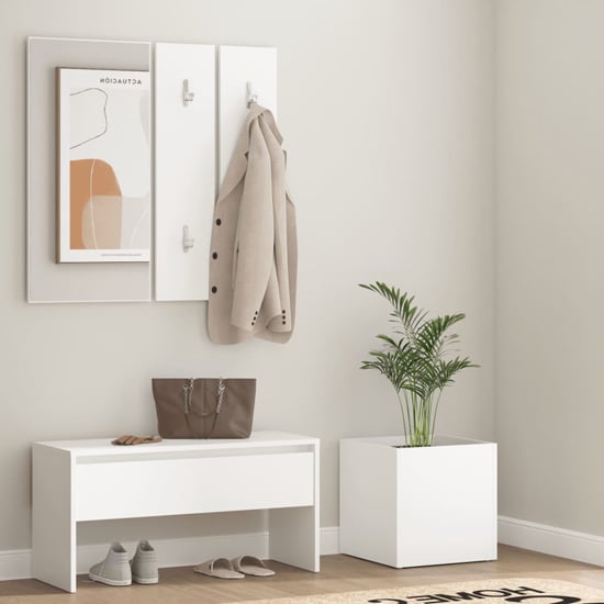 Lochlan Wooden Hallway Furniture Set In White