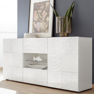 Ardent High Gloss Sideboard With 2 Doors 2 Drawers In White