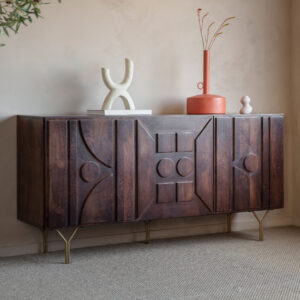 Kaskaskia Mango Wood Sideboard With 3 Doors In Brown