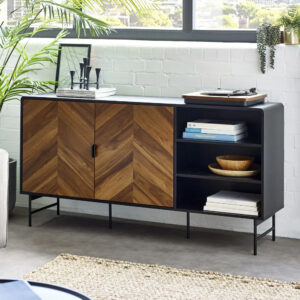 Decatur Wooden Sideboard With 2 Doors - Light Brown And Black