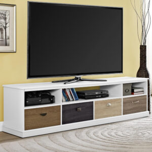Maraca Large Wooden TV Stand With 4 Drawers In White