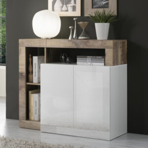 Hanmer White High Gloss Sideboard With 2 Doors In Pero